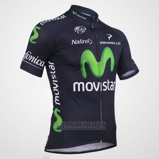 2013 Fahrradbekleidung Movistar Shwarz Trikot Kurzarm und Tragerhose